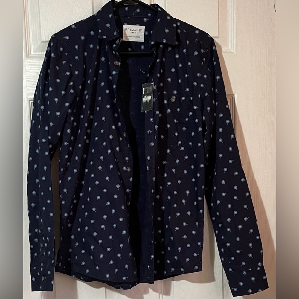 Primark Navy Blue Long Sleeve Dress Shirt